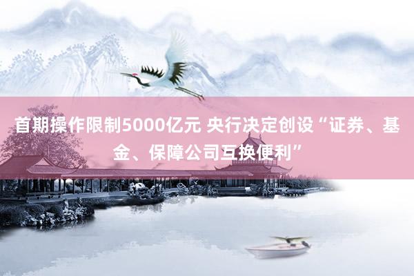 首期操作限制5000亿元 央行决定创设“证券、基金、保障公司互换便利”
