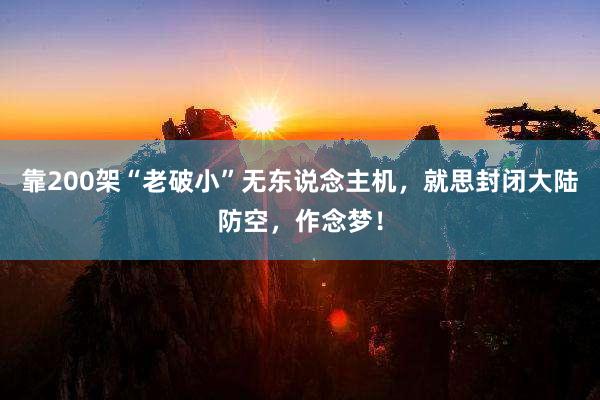 靠200架“老破小”无东说念主机，就思封闭大陆防空，作念梦！