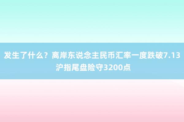 发生了什么？离岸东说念主民币汇率一度跌破7.13 沪指尾盘险守3200点