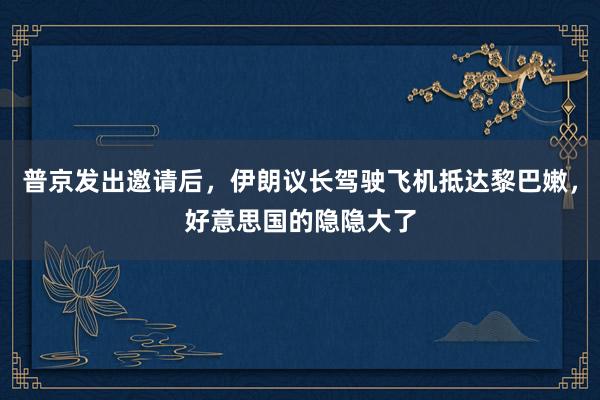 普京发出邀请后，伊朗议长驾驶飞机抵达黎巴嫩，好意思国的隐隐大了