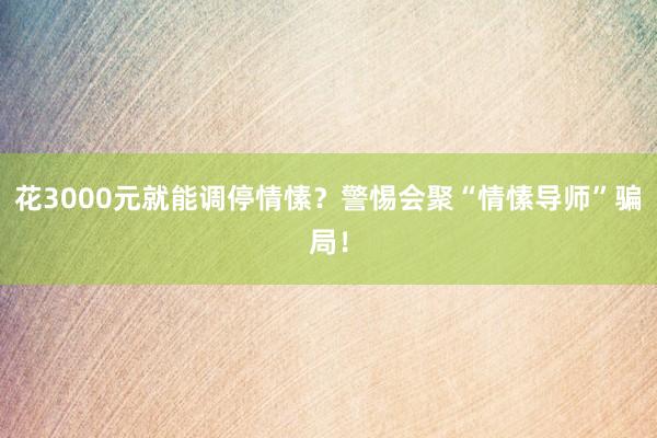 花3000元就能调停情愫？警惕会聚“情愫导师”骗局！