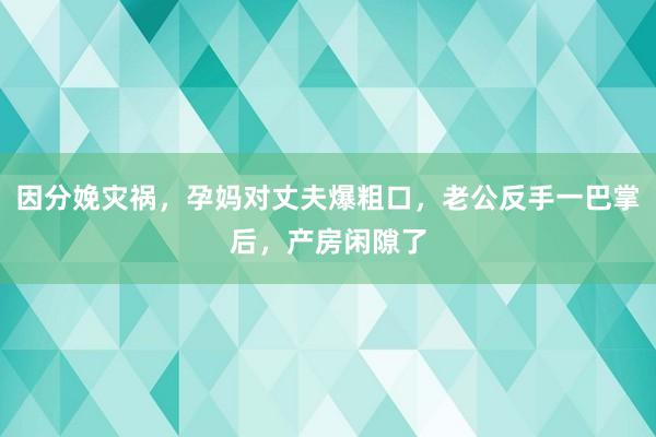 因分娩灾祸，孕妈对丈夫爆粗口，老公反手一巴掌后，产房闲隙了